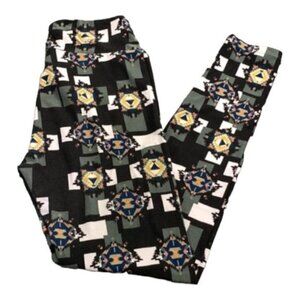 Lularoe Black Aztec Buttery Yoga Band Leggings Size O/S EUC #5021